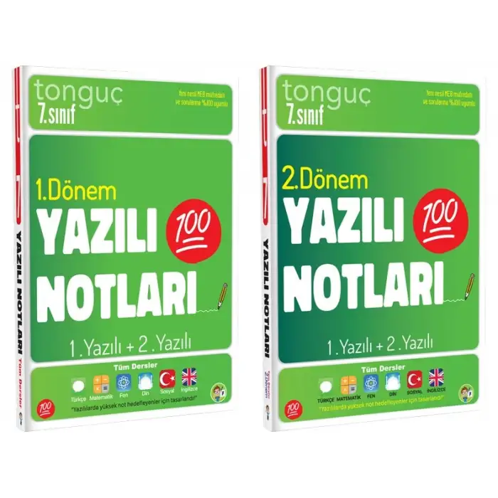 7. Sınıf Yazılı Notları  1. Dönem ve 2. Dönem 1 ve 2. Yazılı - Tonguç Yayınları