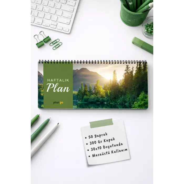 Tarihsiz Spiralli Haftalık Masaüstü Planlayıcı - Orman - 10x30 cm Plango