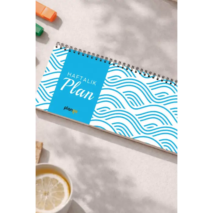 Tarihsiz Spiralli Haftalık Masaüstü Planlayıcı - Dalga - 10x30 cm Plango