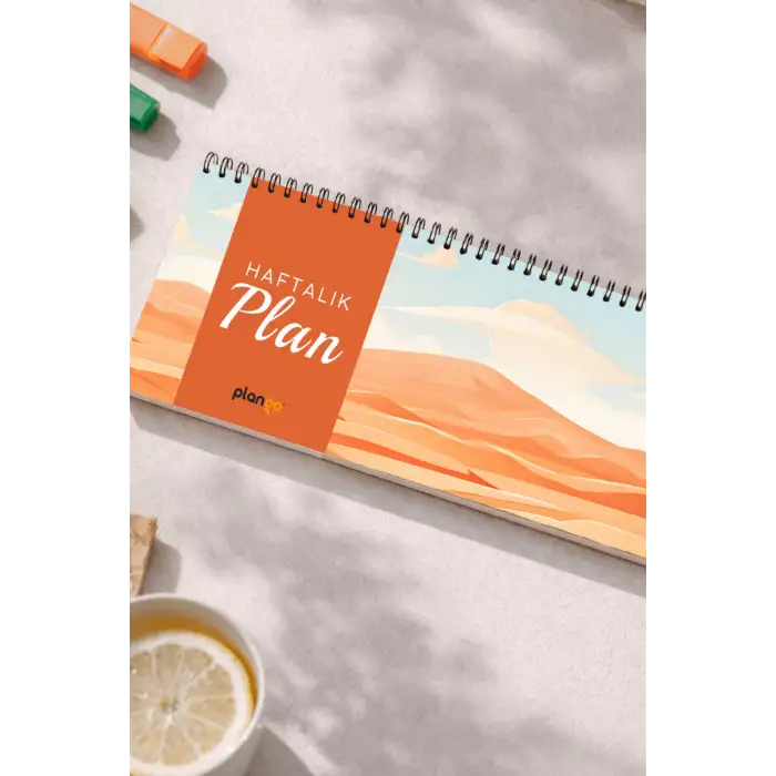 Tarihsiz Spiralli Haftalık Masaüstü Planlayıcı - KUM - 10x30 cm Plango
