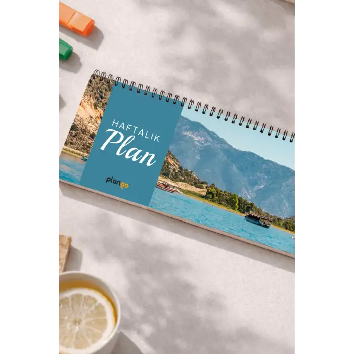 Tarihsiz Spiralli Haftalık Masaüstü Planlayıcı - DENİZ - 10x30 cm Plango