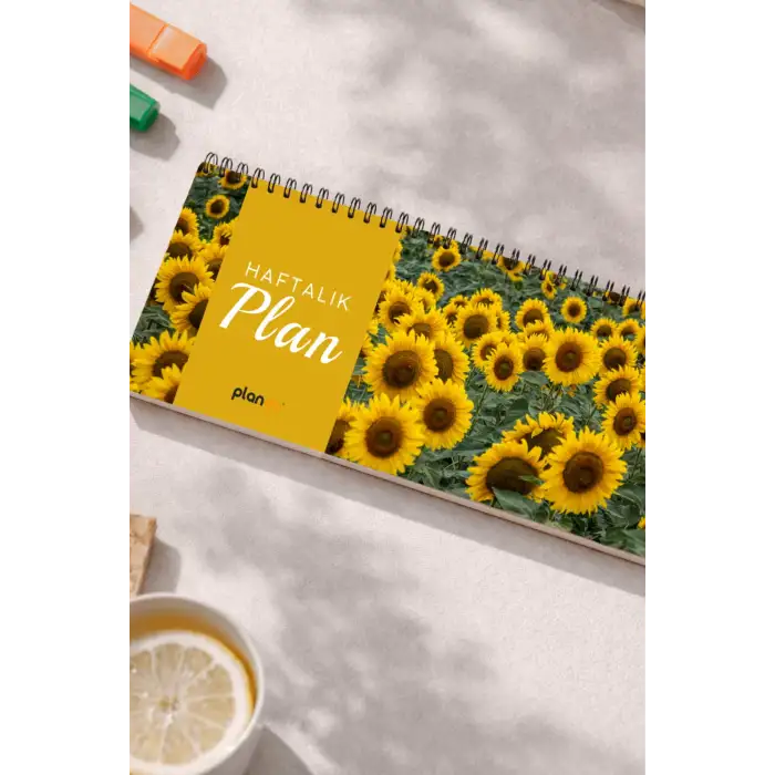 Tarihsiz Spiralli Haftalık Masaüstü Planlayıcı - AYÇİÇEĞİ - 10x30 cm Plango