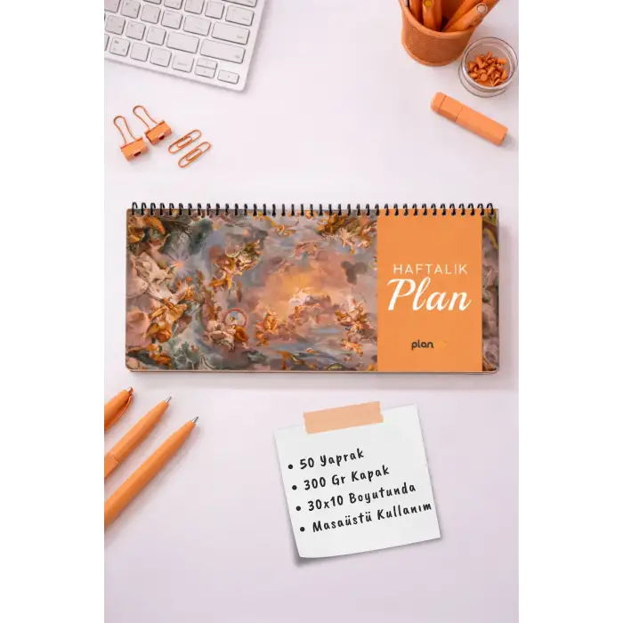 Tarihsiz Spiralli Haftalık Masaüstü Planlayıcı - TABLO - 10x30 cm Plango