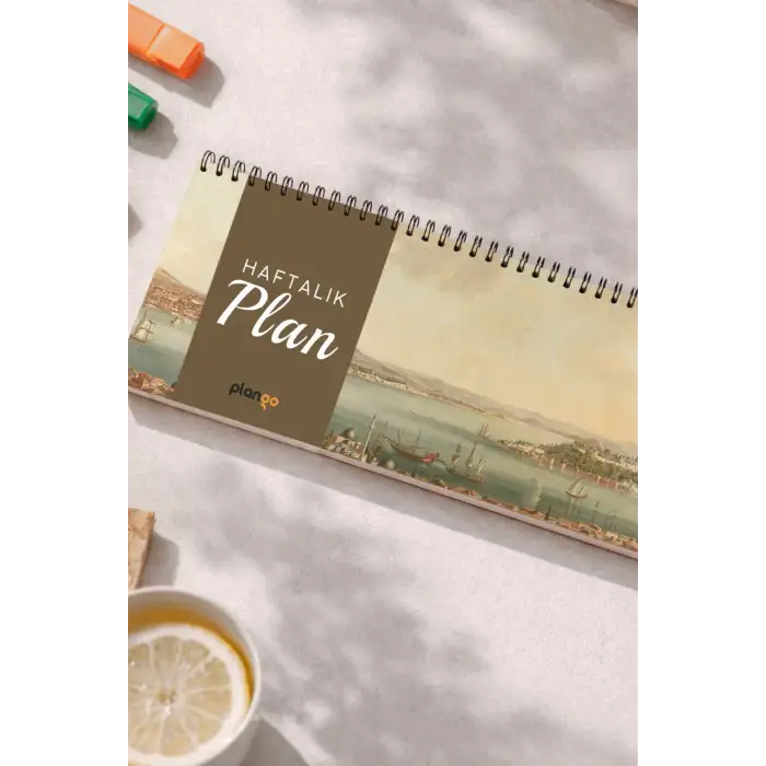 Tarihsiz Spiralli Haftalık Masaüstü Planlayıcı - İSTANBUL BOĞAZI - 10x30 cm Plango