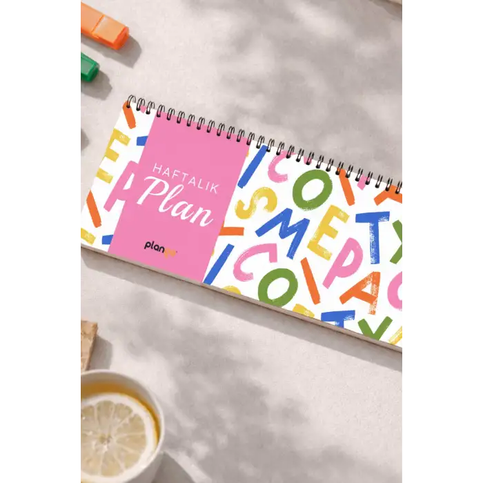 Tarihsiz Spiralli Haftalık Masaüstü Planlayıcı - Karışık Harfler - 10x30 cm Plango