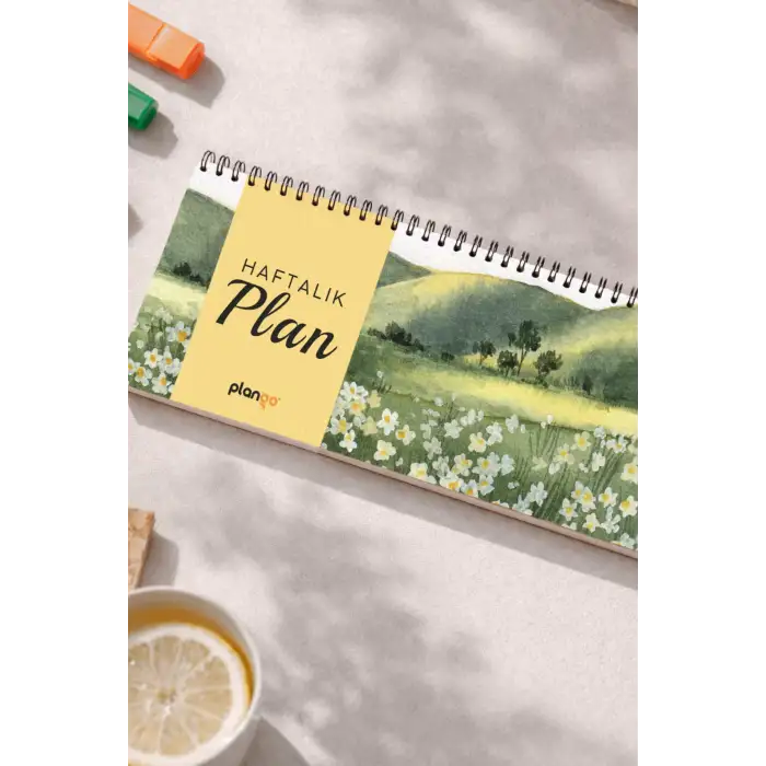 Tarihsiz Spiralli Haftalık Masaüstü Planlayıcı - PAPATYA - 10x30 cm Plango
