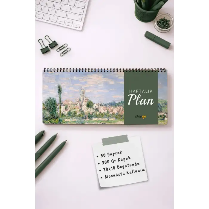 Tarihsiz Spiralli Haftalık Masaüstü Planlayıcı - KALE - 10x30 cm Plango