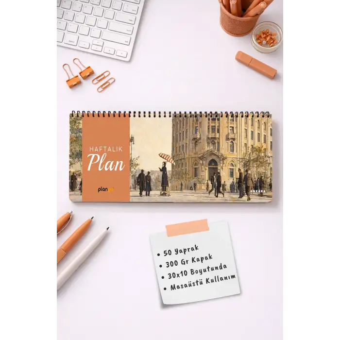 Tarihsiz Spiralli Haftalık Masaüstü Planlayıcı - ANKARA - 10x30 cm Plango