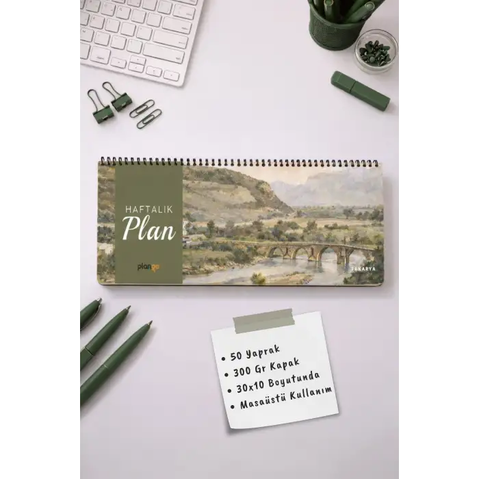 Tarihsiz Spiralli Haftalık Masaüstü Planlayıcı - SAKARYA - 10x30 cm Plango