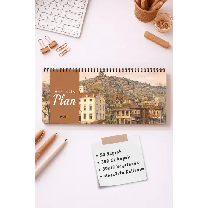 Tarihsiz Spiralli Haftalık Masaüstü Planlayıcı - KOCAELİ - 10x30 cm Plango