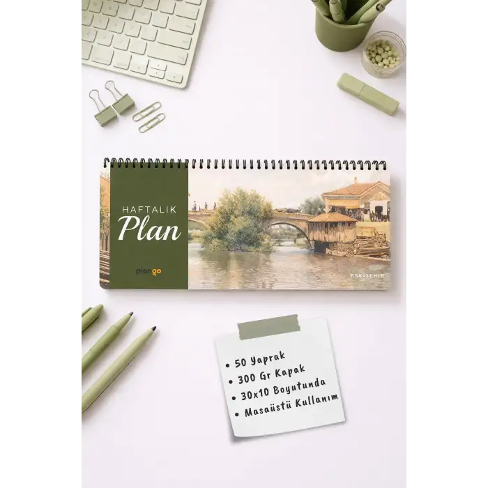 Tarihsiz Spiralli Haftalık Masaüstü Planlayıcı - ESKİŞEHİR - 10x30 cm Plango