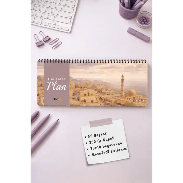 Tarihsiz Spiralli Haftalık Masaüstü Planlayıcı - MARDİN - 10x30 cm Plango