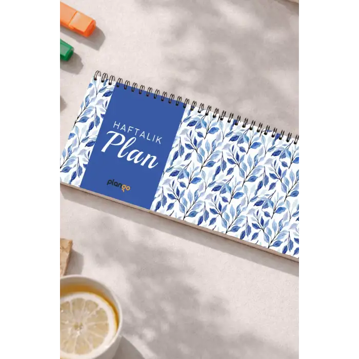 Tarihsiz Spiralli Haftalık Masaüstü Planlayıcı - YAPRAKLAR - 10x30 cm Plango
