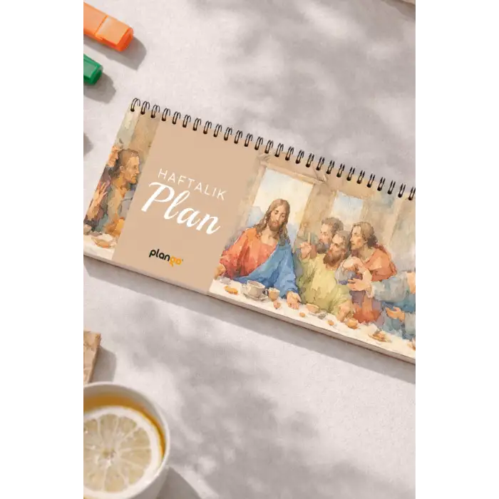 Tarihsiz Spiralli Haftalık Masaüstü Planlayıcı - SON AKŞAM YEMEĞİ - 10x30 cm Plango