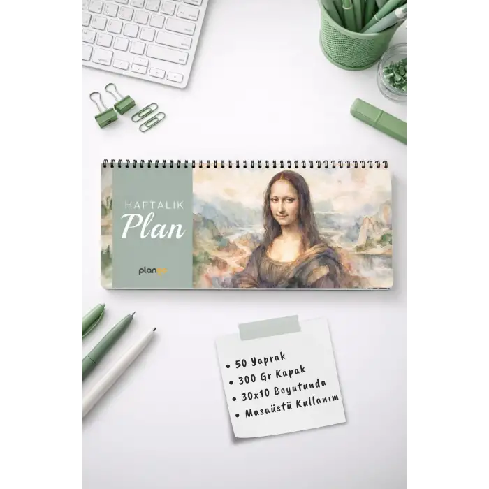 Tarihsiz Spiralli Haftalık Masaüstü Planlayıcı - MONA LİSA - 10x30 cm Plango