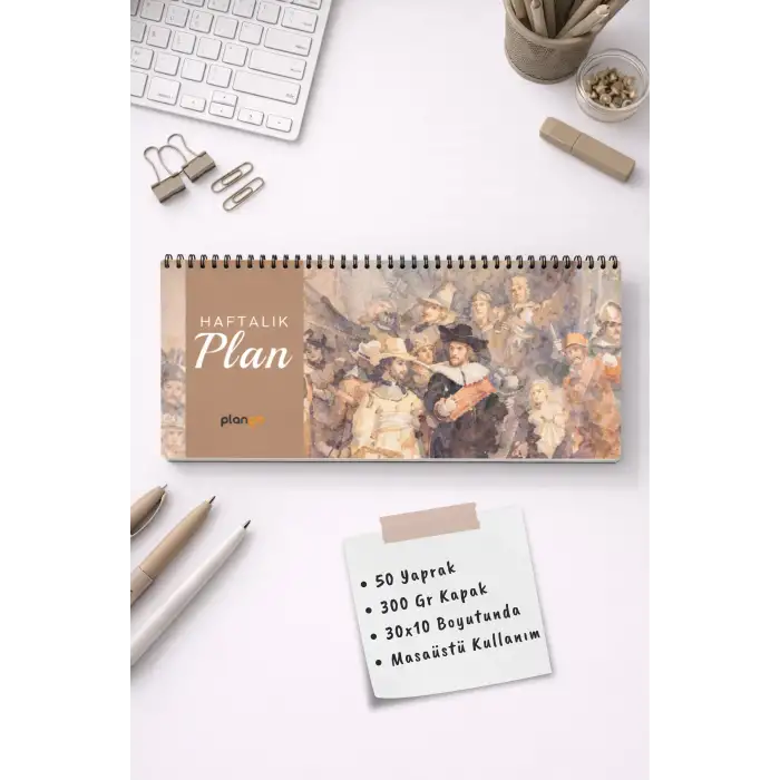 Tarihsiz Spiralli Haftalık Masaüstü Planlayıcı - GECE DEVRİYESİ  - 10x30 cm Plango
