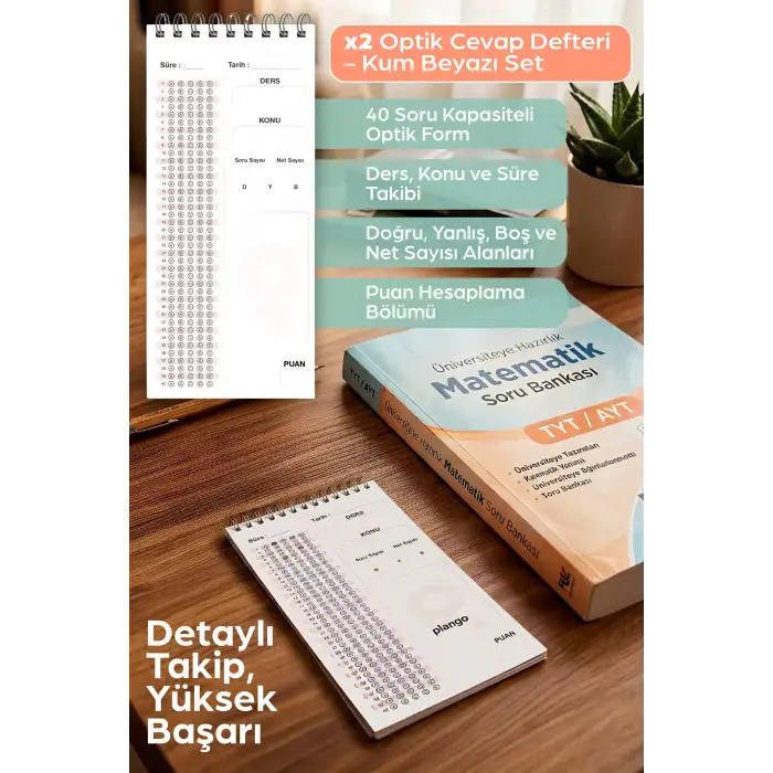 Optik Cevap Defteri KUM BEYAZI (2 Adet - 100 Sayfa) Sınava Hazırlık Optik Form Defteri - Plango