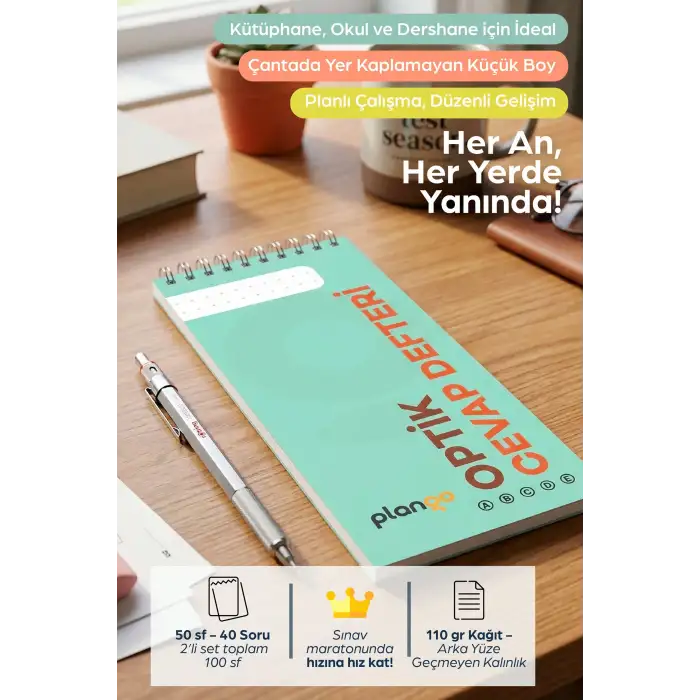 Optik Cevap Defteri YEŞİL (2 Adet - 100 Sayfa) Sınava Hazırlık Optik Form Defteri - Plango