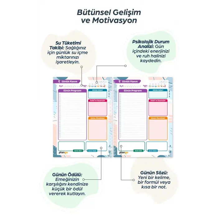 Çiçek Bahçesi Spiralli Günlük Planlama Defteri -  Planlayıcı Defter