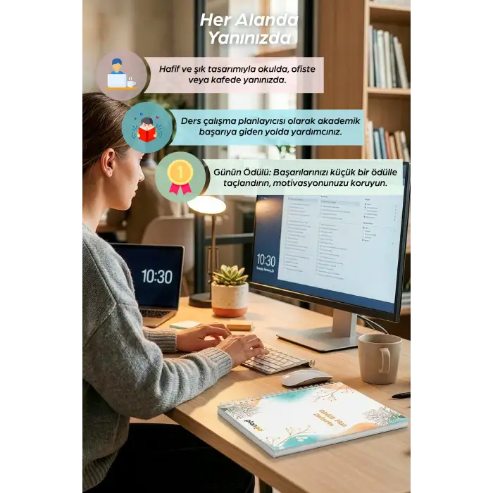 Suluboya Çiçek Spiralli Günlük Planlama Defteri - 100 Sayfa - 17x24 Planlayıcı Defter