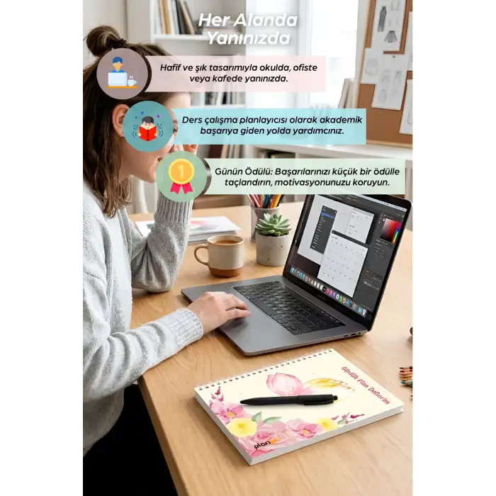 Sarı Kelebek Spiralli Günlük Planlama Defteri - 100 Sayfa - 17x24 Planlayıcı Defter