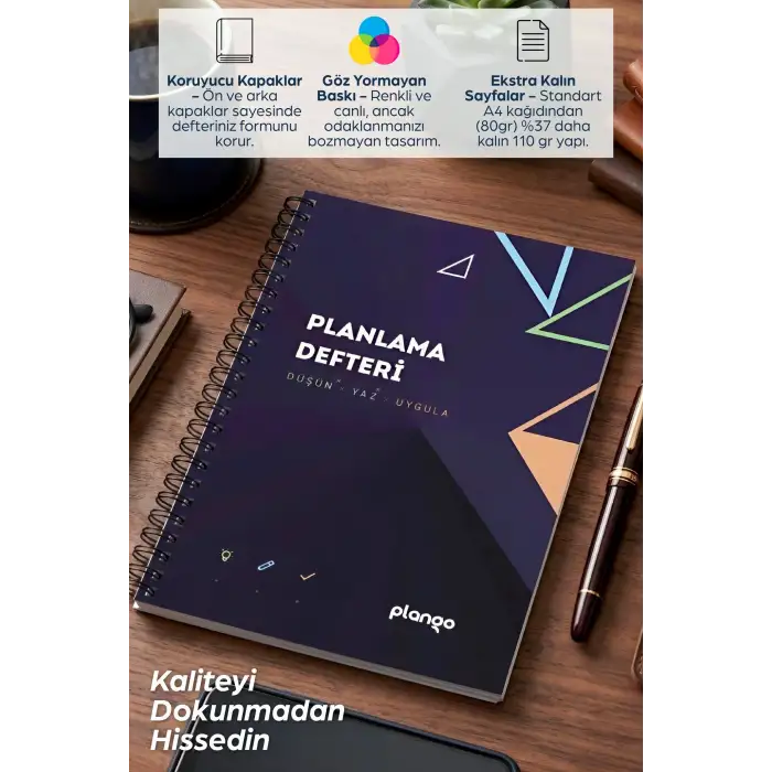 Siyah Lacivert Günlük Planlayıcı Defter -  Ders Çalışma Planlayıcı Defteri - Planlama