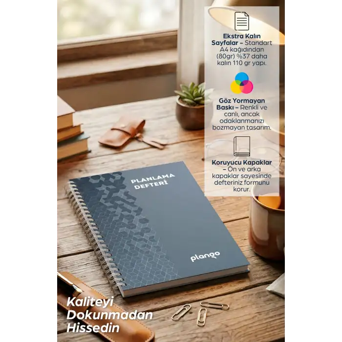Gri Örgü Günlük Planlayıcı Defter -  Ders Çalışma Planlayıcı Defteri - Planlama Defte