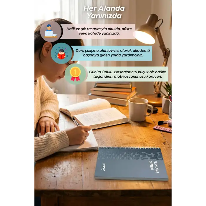 Gri Örgü Günlük Planlayıcı Defter -  Ders Çalışma Planlayıcı Defteri - Planlama Defte