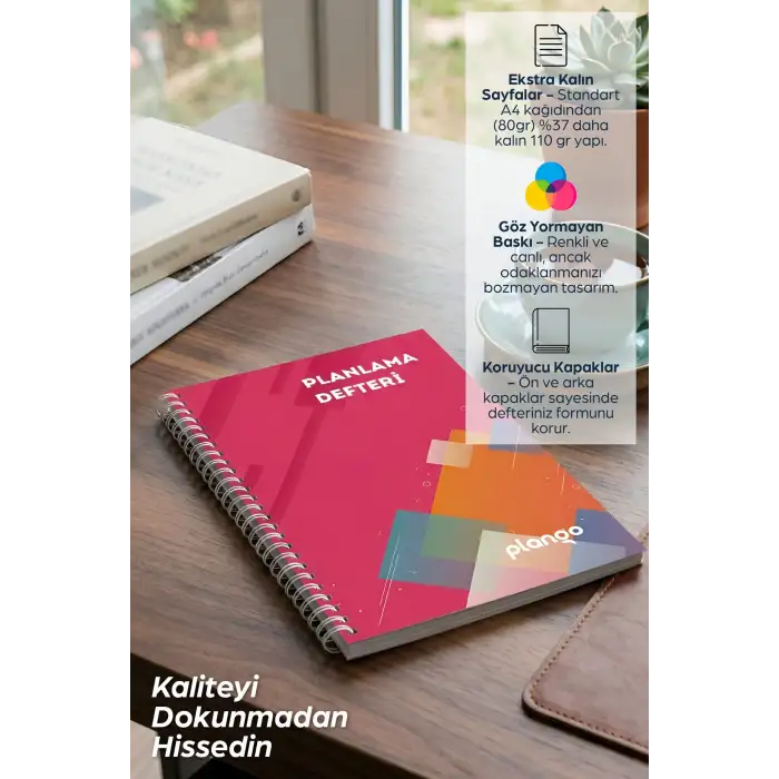 Kırmızı Kareler Günlük Planlayıcı Defter - Ders Çalışma Planlayıcı Defteri - Planlam
