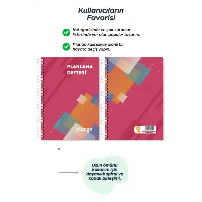 Kırmızı Kareler Günlük Planlayıcı Defter - Ders Çalışma Planlayıcı Defteri - Planlam