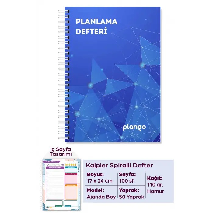 Mavi Işıklar Günlük Planlayıcı Defter - Ders Çalışma Planlayıcı Defteri - Planlama Defteri