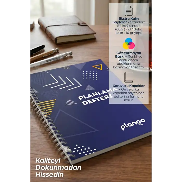 Mavi Üçgenler Günlük Planlayıcı Defter -  Ders Çalışma Planlayıcı Defteri - Planlama Defteri