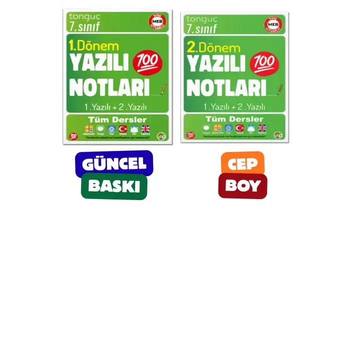 7. Sınıf Yazılı Notları  1. Dönem ve 2. Dönem 1 ve 2. Yazılı - Tonguç Yayınları