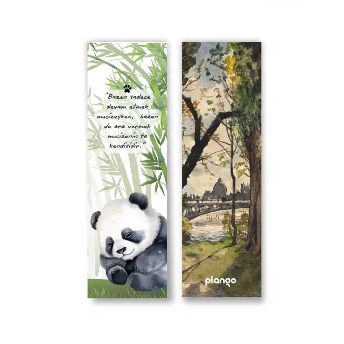 Kurşun Kalem Seti + Kitap Ayracı - PANDA ve DOĞA Temalı - 400 Gr Karton