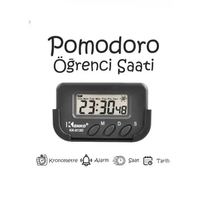 Kenko KK-613D Kronometre - Pomodoro Öğrenci Saati - Kronometreli Ders Çalışma Saati