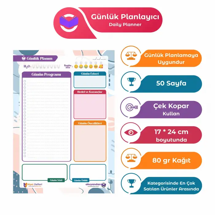 Plango Çek Kopar Günlük Planlayıcı - Ders Çalışma Planlayıcı - Planlama Defteri