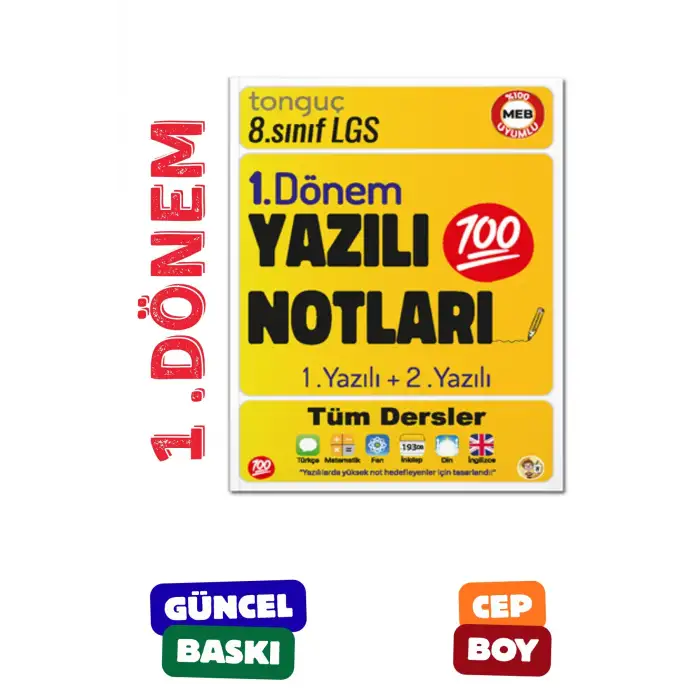 8. Sınıf Yazılı Notları 1. Dönem 1 ve 2. Yazılı Konu Özetli - Tonguç Yayınları