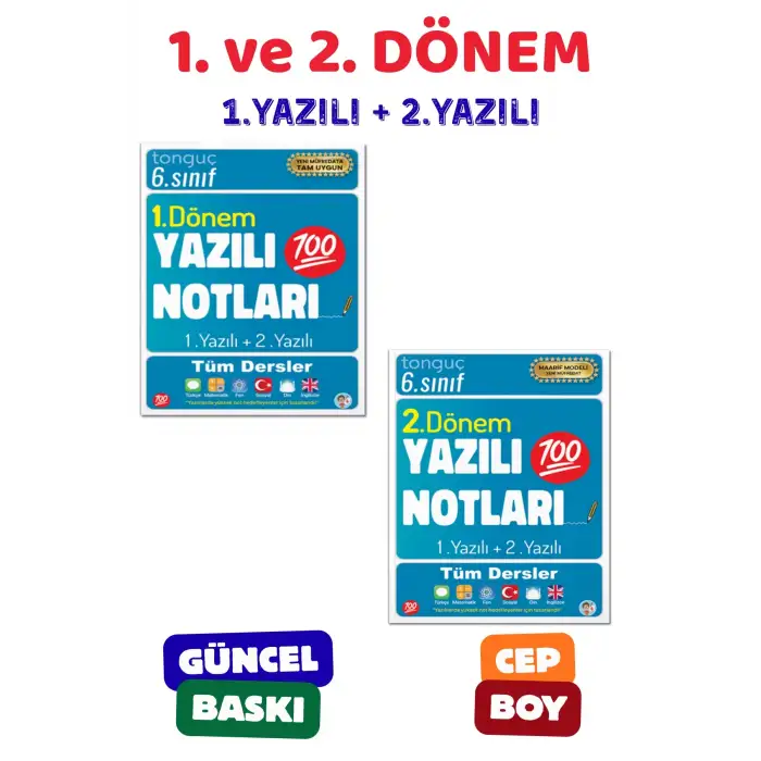 6. Sınıf Yazılı Notları Seti - 2 Kitap - 1. ve 2. Dönem - 1 Ve 2 Yazılı - Tonguç Akademi