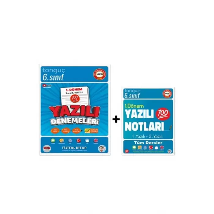 6. Sınıf 1. DÖNEM Yazılı Denemeleri + Yazılı Notları 2li Kitap  - Tonguç Yayınları