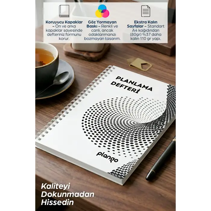 Siyah Girdap Günlük Planlayıcı Defter -  Ders Çalışma Planlayıcı Defteri - Planlama Defteri