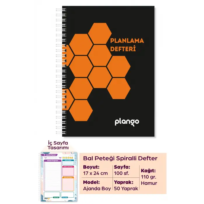 Bal Peteği Günlük Planlayıcı Defter - Ders Çalışma Planlayıcı Defteri - Planlama Defteri