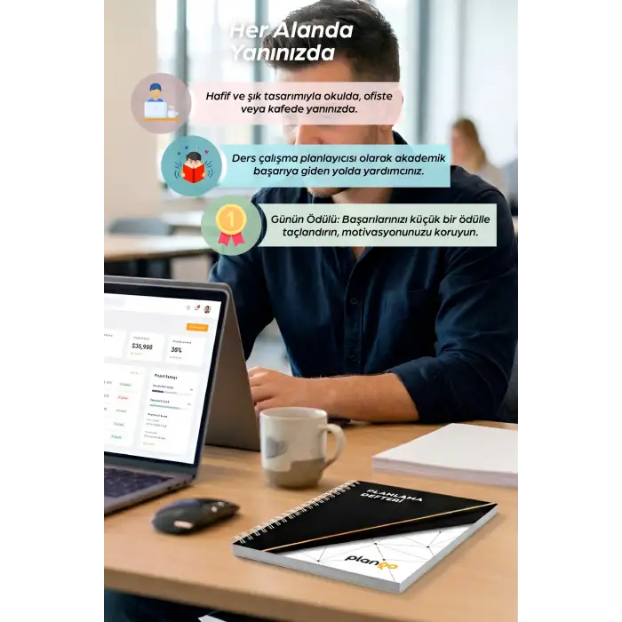 Siyah Beyaz Ağ Günlük Planlayıcı Defter - Ders Çalışma Planlayıcı Defteri - Planlama Defteri