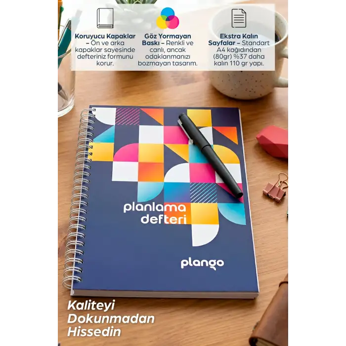 Renkli Şekiller Günlük Planlayıcı Defter -  Ders Çalışma Planlayıcı Defteri - Planlama Defteri
