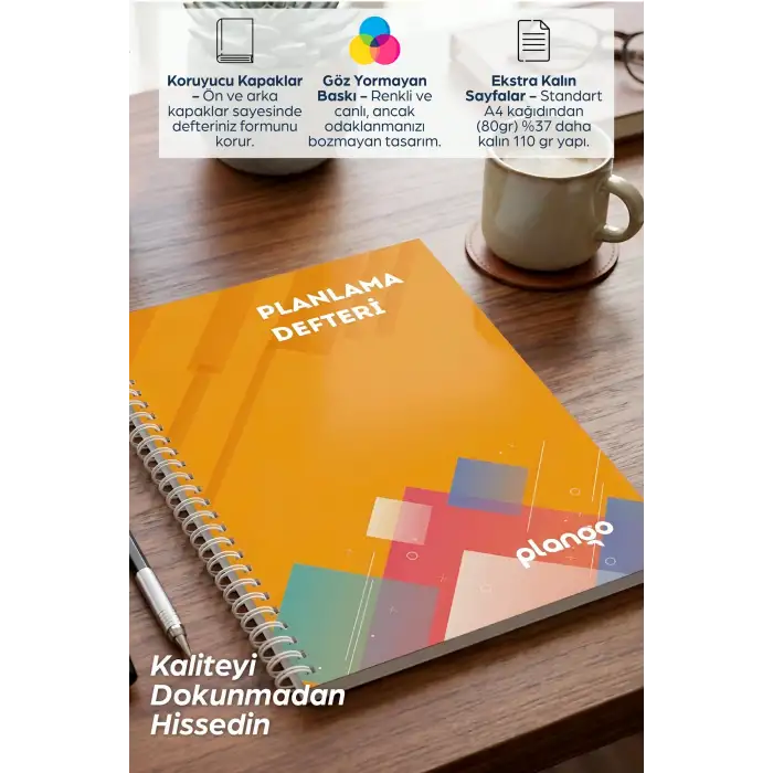 Turuncu Kareler Günlük Planlayıcı Defter -  Ders Çalışma Planlayıcı Defteri - Planlama Defteri