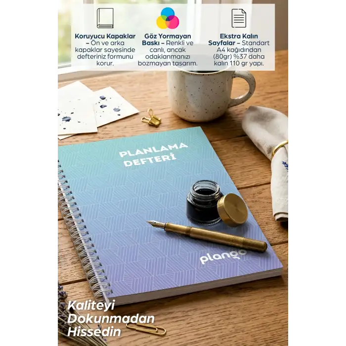 Mavi Çizgiler Günlük Planlayıcı Defter -  Ders Çalışma Planlayıcı Defteri - Planlama Defteri