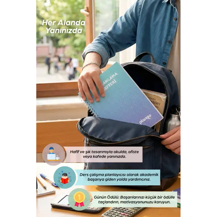 Mavi Çizgiler Günlük Planlayıcı Defter -  Ders Çalışma Planlayıcı Defteri - Planlama Defteri