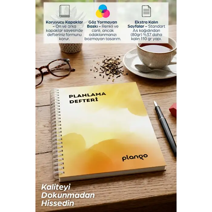 Sarı Suluboya Günlük Planlayıcı Defter -  Ders Çalışma Planlayıcı Defteri - Planlama Defteri