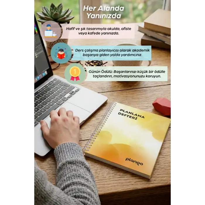 Sarı Suluboya Günlük Planlayıcı Defter -  Ders Çalışma Planlayıcı Defteri - Planlama Defteri