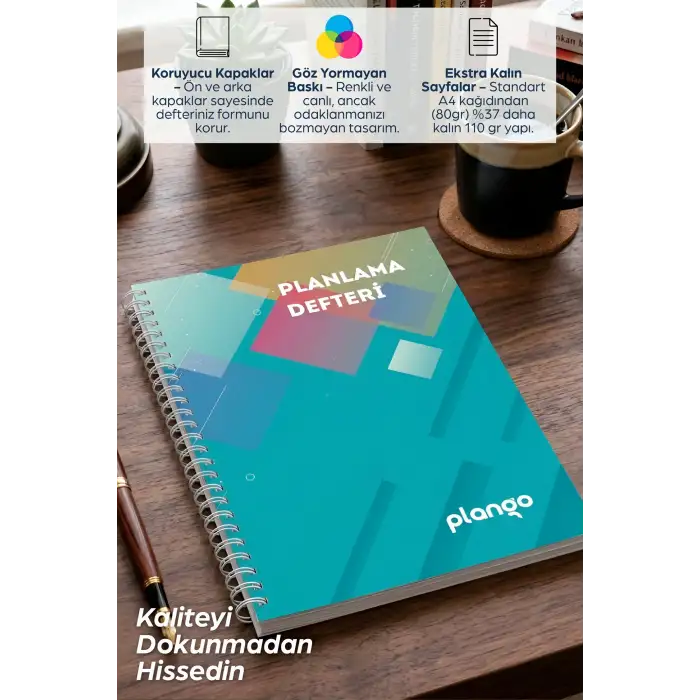 Turkuaz Kareler Günlük Planlayıcı Defter - Ders Çalışma Planlayıcı Defteri - Planlama Defteri