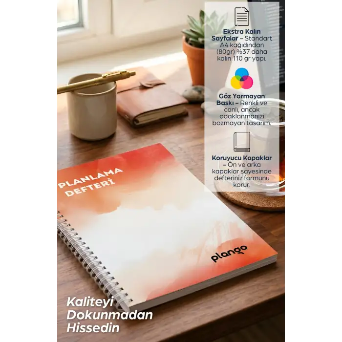 Turuncu Suluboya Günlük Planlayıcı Defter - Ders Çalışma Planlayıcı Defteri - Planla